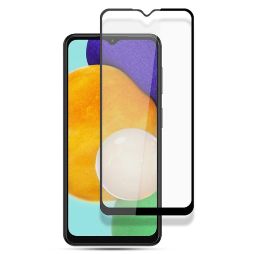 AMORUS Silk Printing Full Glue Secondary Hardening HD Clear Complete Covering Tempered Glass Film for	Samsung Galaxy A13 5G - Black - 1
