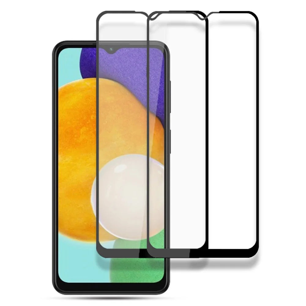 AMORUS 2Pcs/Pack Ultra Clear Full Coverage Anti-oil Full Glue Silk Printing Secondary Hardening Tempered Glass Screen Film for Samsung Galaxy A13 5G - Black - 1