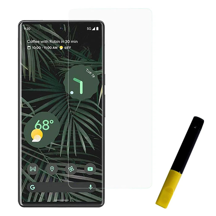 Clear 3D Curved UV Liquid Adhesive Tempered Glass Screen Protector Support Fingerprint Unlock for Google Pixel 6 Pro - 1