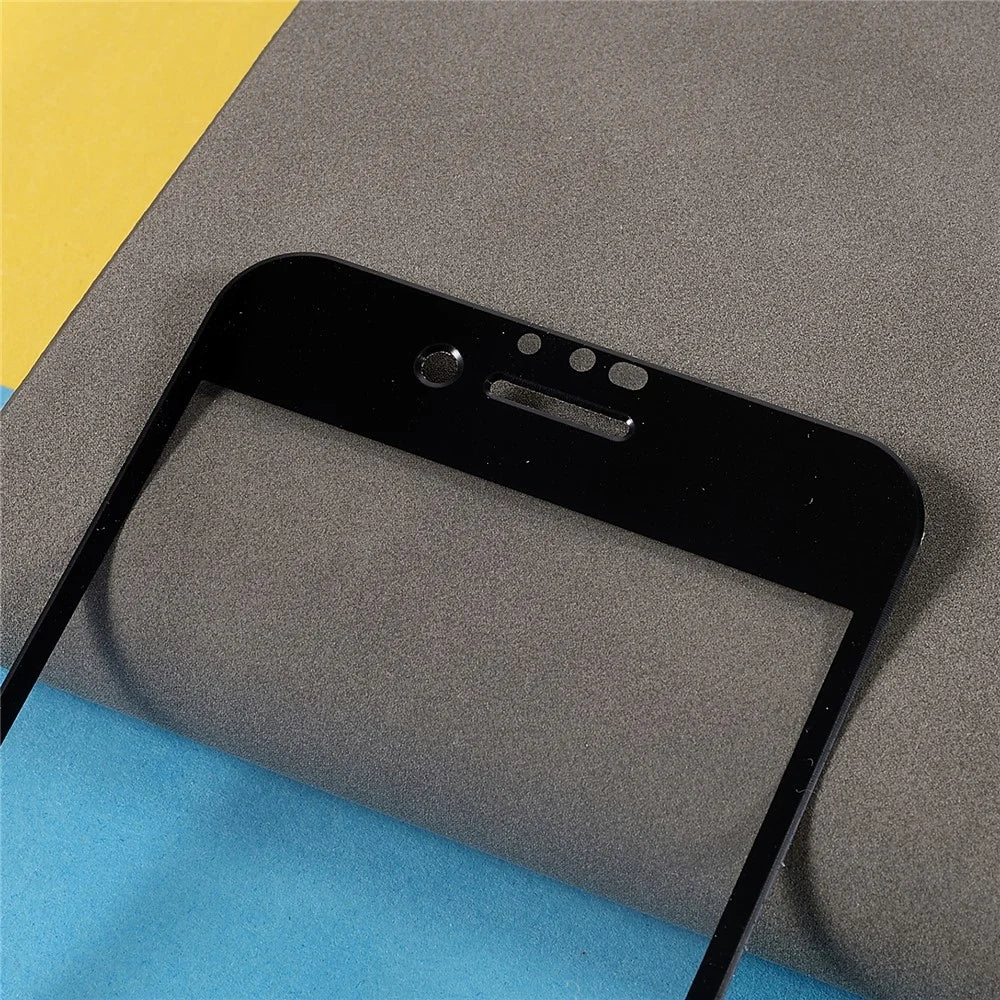 RURIHAI Full Coverage Film Clear Soft PMMA Anti-fingerprint Full Glue Screen Protector for iPhone SE (2022)/SE (2020)/8/7 - Black - 5