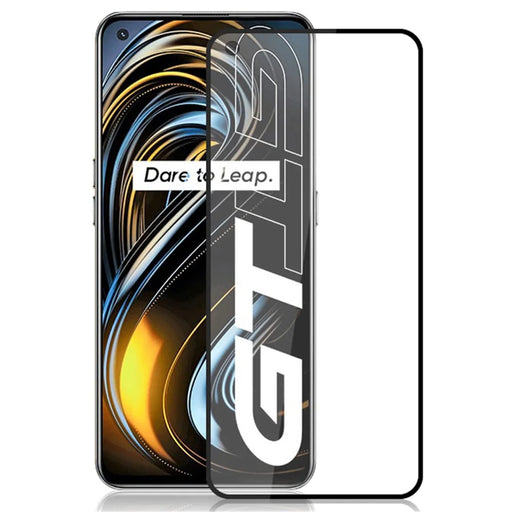 AMORUS Silk Printing Full Glue Full Size Double Defense Ultra Clear Tempered Glass Protector for Realme GT 5G - Black - 1