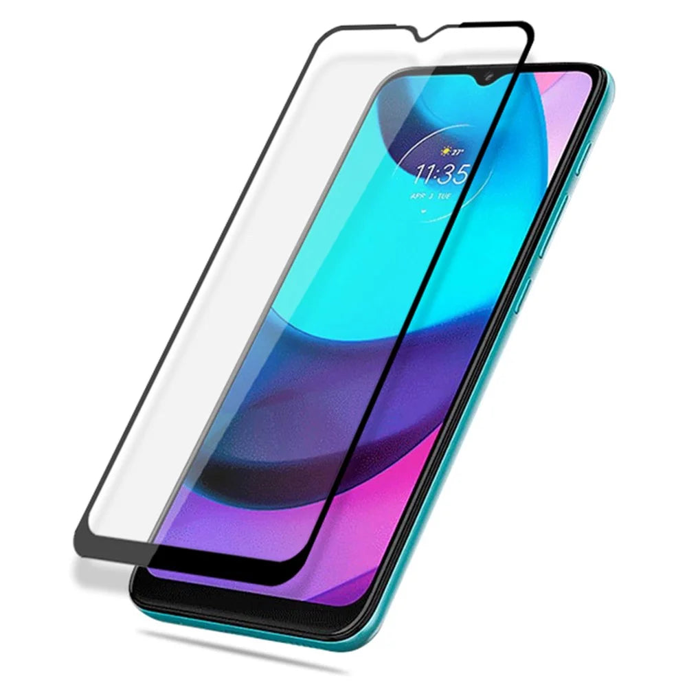 MOCOLO HD Explosion-proof Full Cover Anti-oil Full Glue Silk Printing Tempered Glass Screen Film for Motorola Moto E20 - Black - 3