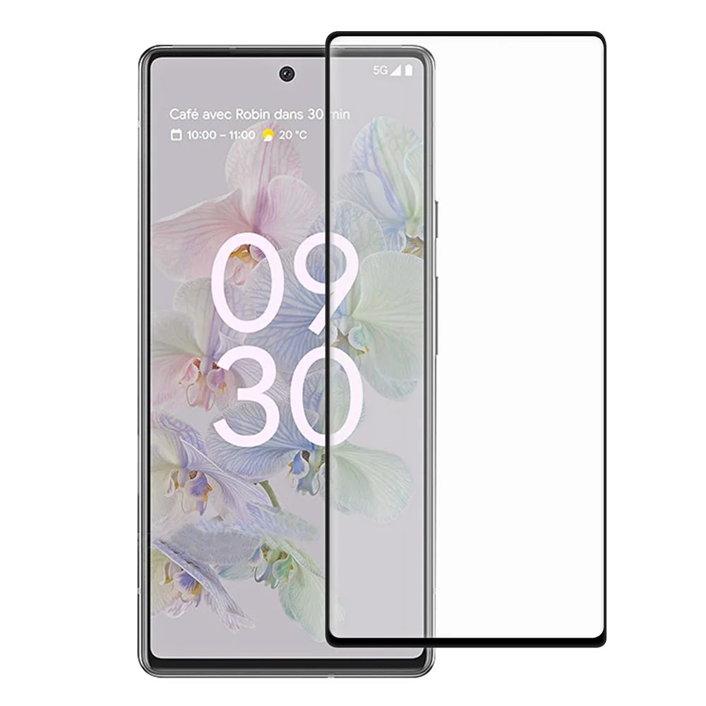 For Google Pixel 6a Hard Anti-fingerprint AGC Glass HD Clear Screen Protector Full Coverage Full Glue Black Edge Tempered Glass Screen Film - 1