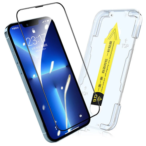 HAT PRINCE for iPhone 13 / 13 Pro / 14 Anti-explosion Anti-scratch Full Screen Coverage Full Glue Tempered Glass Film Screen Protector with Easy Installation Tool - 1
