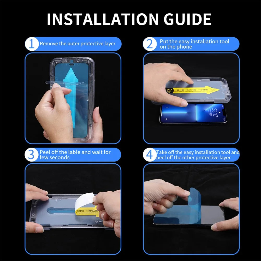 HAT PRINCE for iPhone 13 / 13 Pro / 14 Anti-explosion Anti-scratch Full Screen Coverage Full Glue Tempered Glass Film Screen Protector with Easy Installation Tool - 7
