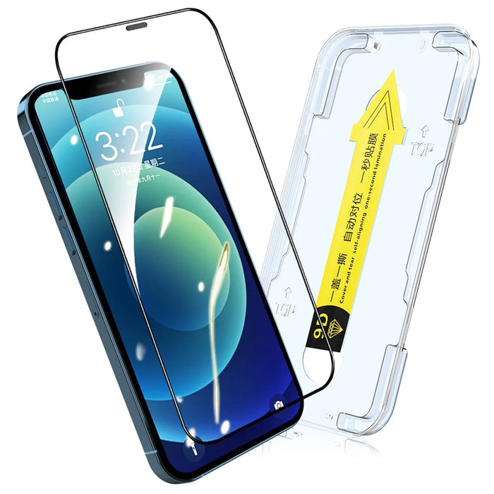 HAT PRINCE For iPhone 12 / iPhone 12 Pro 6.1 inch Full Glue Arc Edge Full Screen Coverage Tempered Glass Film Screen Protector with Easy Installation Tool - 1