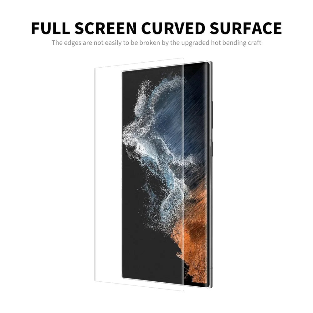 ENKAY HAT PRINCE Sensitive Touch 3D Full Screen Coverage Curved Hot Bending HD Clear PET Film Screen Protector for Samsung Galaxy S22 Ultra 5G (Support Fingerprint Unlocking) - 2