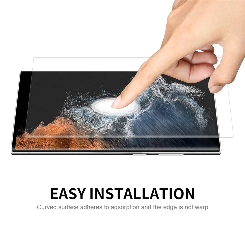 ENKAY HAT PRINCE Sensitive Touch 3D Full Screen Coverage Curved Hot Bending HD Clear PET Film Screen Protector for Samsung Galaxy S22 Ultra 5G (Support Fingerprint Unlocking) - 5