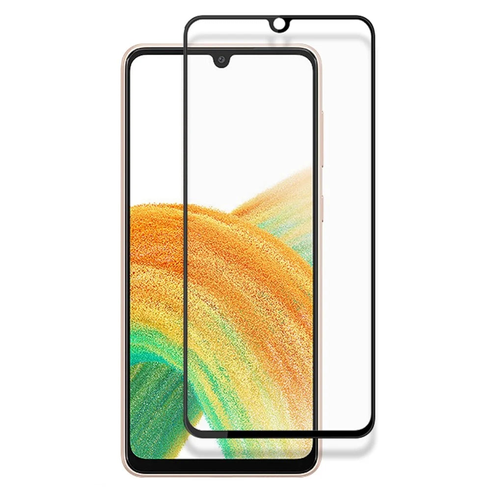 MOCOLO HD Clear Full Covering Full Glue Silk Printing Tempered Glass Screen Film for Samsung Galaxy A33 5G - Black - 1