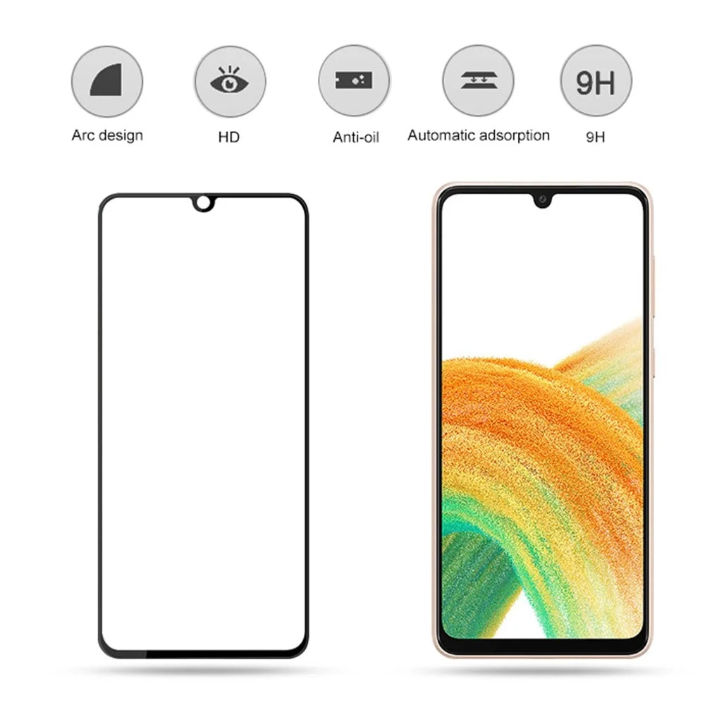 MOCOLO HD Clear Full Covering Full Glue Silk Printing Tempered Glass Screen Film for Samsung Galaxy A33 5G - Black - 2