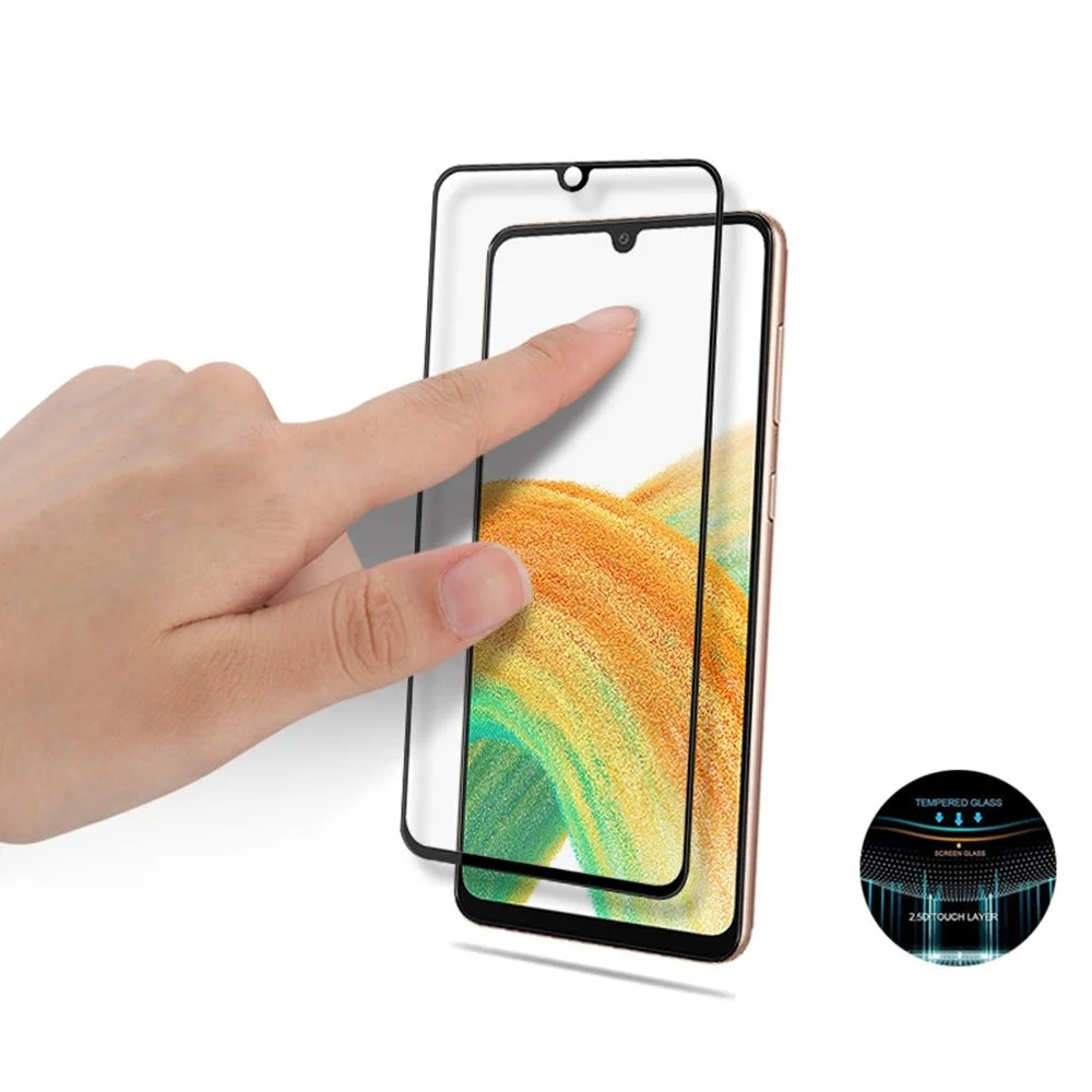 MOCOLO HD Clear Full Covering Full Glue Silk Printing Tempered Glass Screen Film for Samsung Galaxy A33 5G - Black - 5