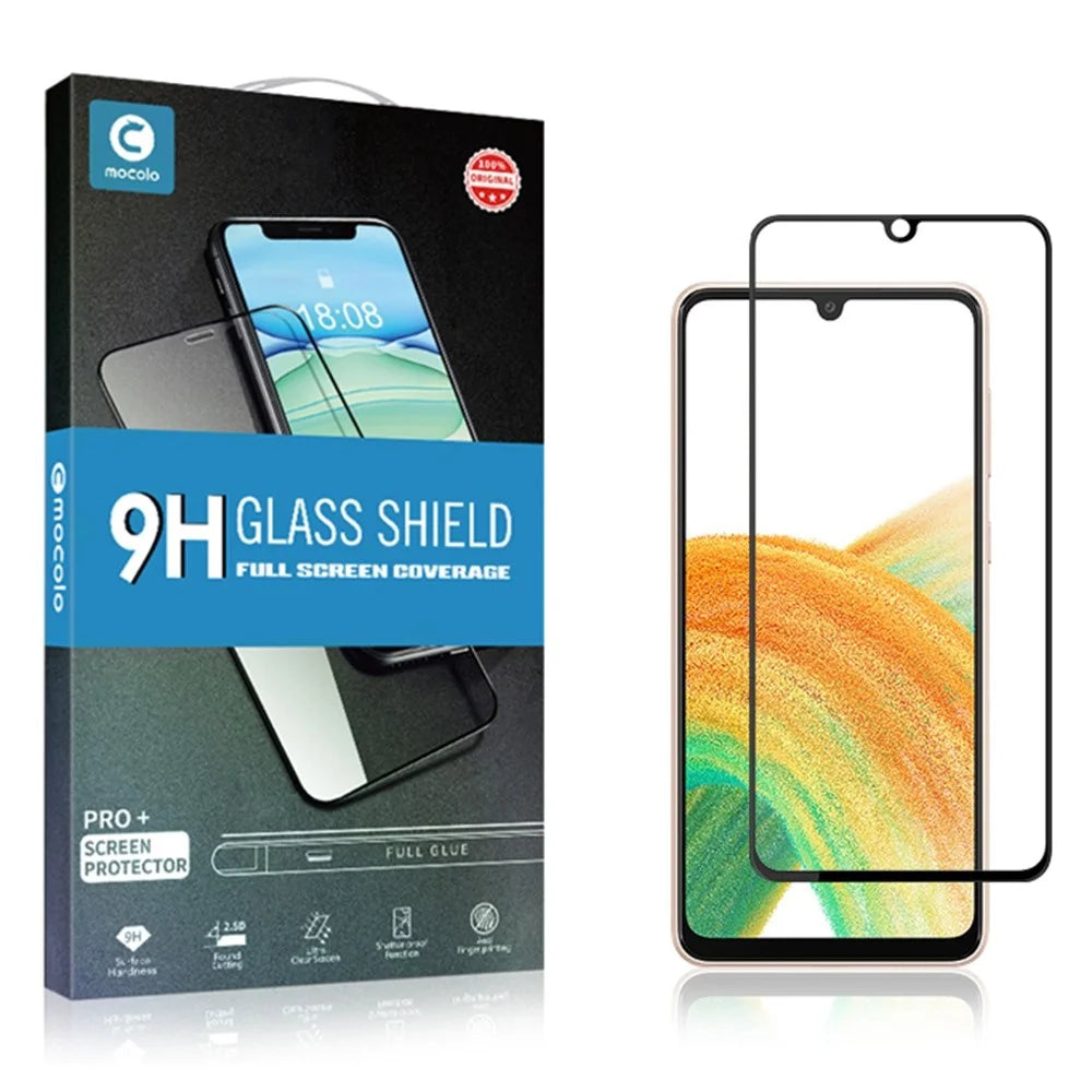 MOCOLO HD Clear Full Covering Full Glue Silk Printing Tempered Glass Screen Film for Samsung Galaxy A33 5G - Black - 7