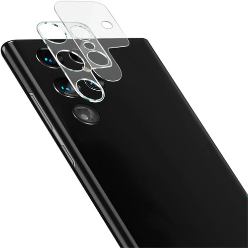 IMAK Full Cover Clear Precise Cutout Tempered Glass Camera Lens Film + Acrylic Lens Cap for Samsung Galaxy S22 Ultra 5G - 1