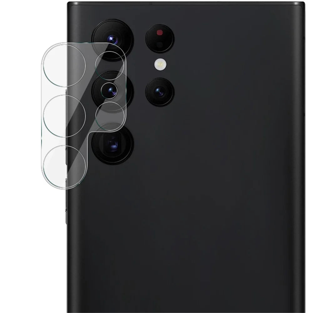 IMAK Full Cover Clear Precise Cutout Tempered Glass Camera Lens Film + Acrylic Lens Cap for Samsung Galaxy S22 Ultra 5G - 2