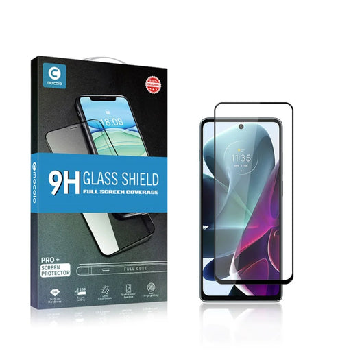MOCOLO HD Clear Full Covering Full Glue Anti-fingerprint Anti-explosion Silk Printing Tempered Glass Screen Film for Motorola Moto G200 5G - Black - 2