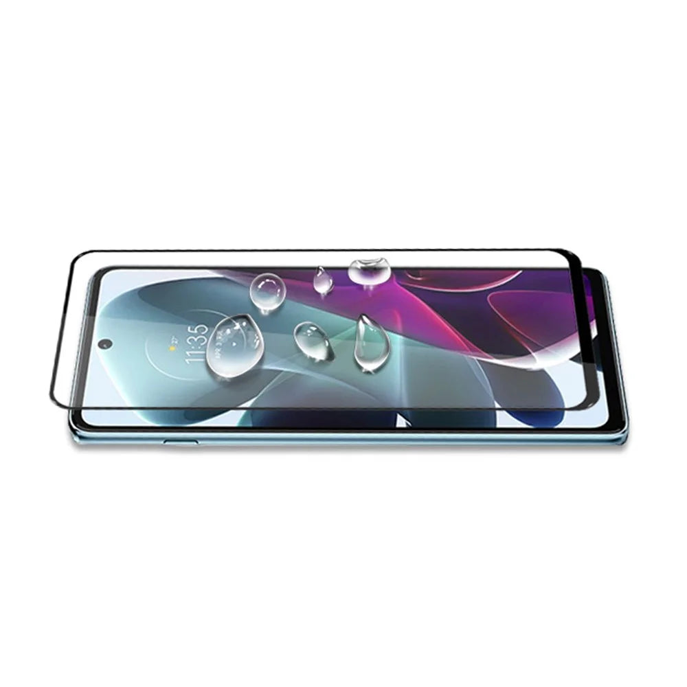 MOCOLO HD Clear Full Covering Full Glue Anti-fingerprint Anti-explosion Silk Printing Tempered Glass Screen Film for Motorola Moto G200 5G - Black - 5