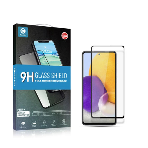 MOCOLO HD Clear Anti-oil Arc Design Full Covering Full Glue Silk Printing Tempered Glass Screen Film for Samsung Galaxy A73 5G - Black - 2