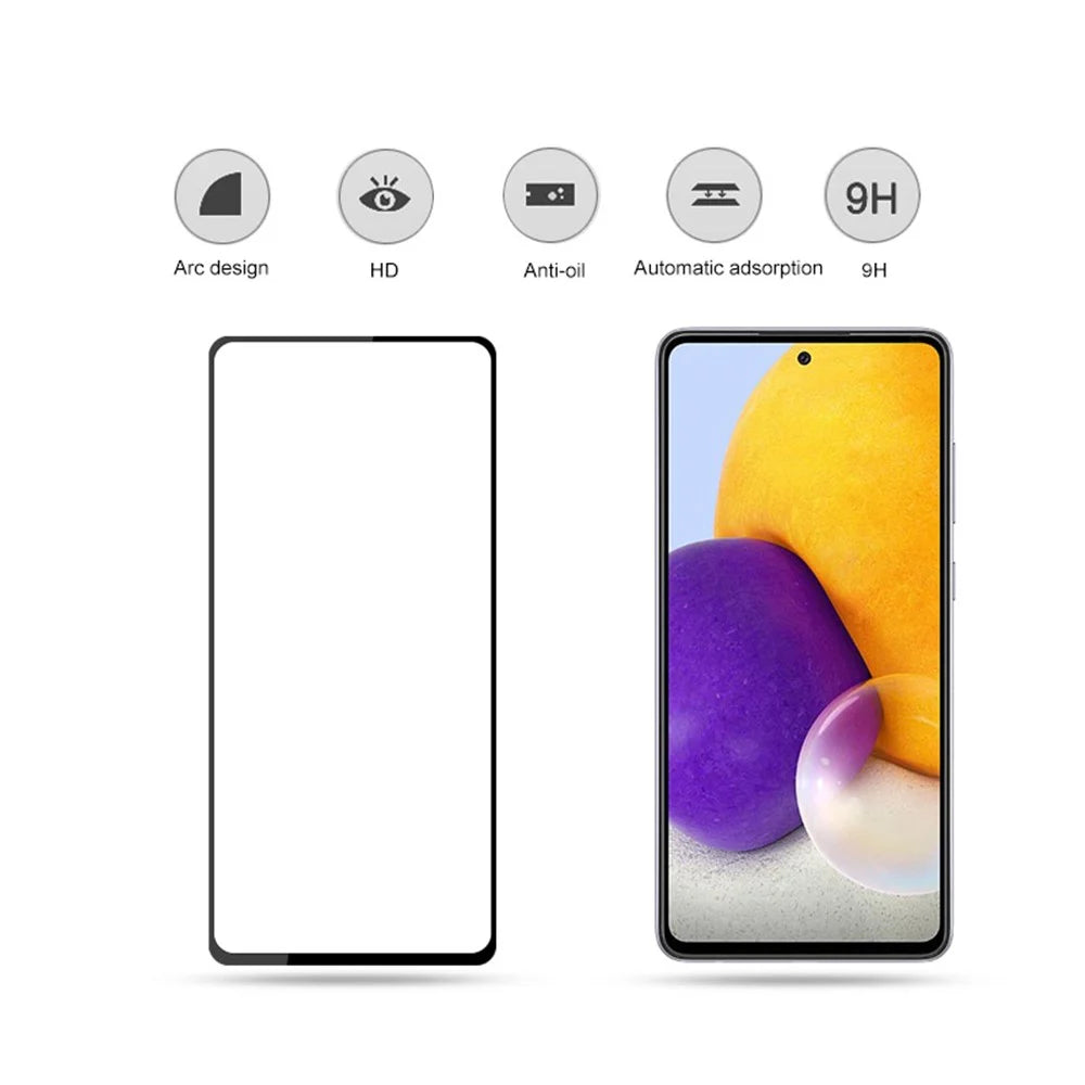 MOCOLO HD Clear Anti-oil Arc Design Full Covering Full Glue Silk Printing Tempered Glass Screen Film for Samsung Galaxy A73 5G - Black - 3