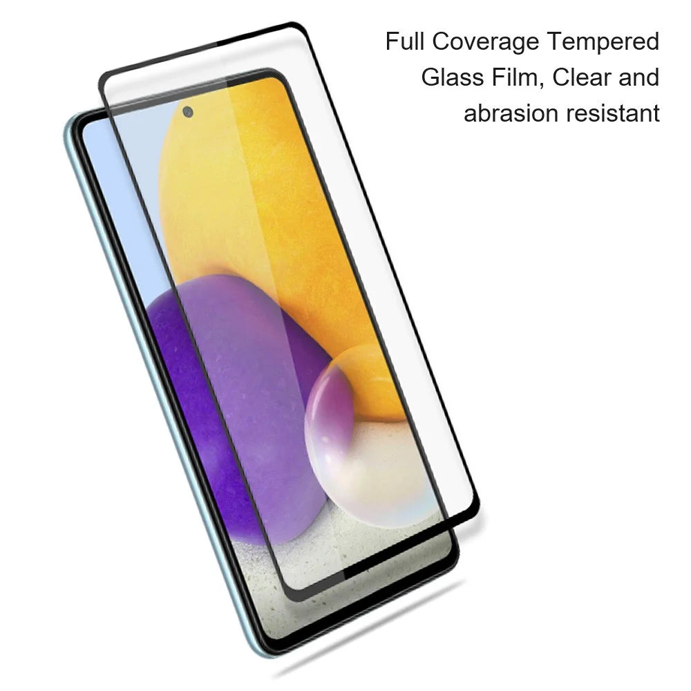 AMORUS Full Coverage HD Silk Printing Clear Full Glue Double Defense Tempered Glass Film for Samsung Galaxy A73 5G - Black - 3