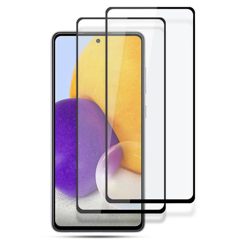 AMORUS 2Pcs/Pack Full Coverage Abrasion-resistant HD Silk Printing Clear Full Glue Double Defense Tempered Glass Film for Samsung Galaxy A73 5G - Black - 1