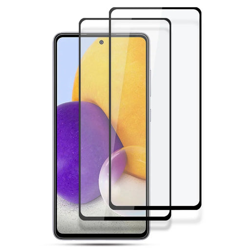AMORUS 2Pcs/Pack Full Coverage Abrasion-resistant HD Silk Printing Clear Full Glue Double Defense Tempered Glass Film for Samsung Galaxy A73 5G - Black - 1