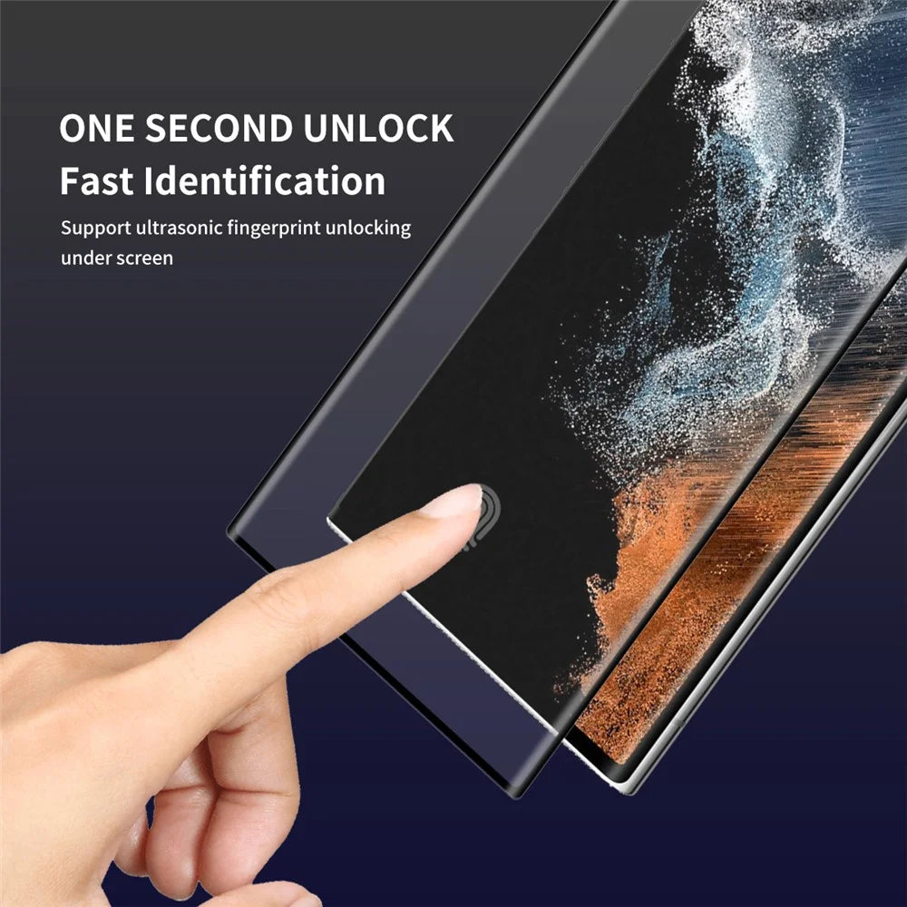 HAT PRINCE 0.26mm 3D Curved Full Glue Tempered Glass Full Screen Protector [Support Fingerprint Unlocking] for Samsung Galaxy S22 Ultra 5G - 3