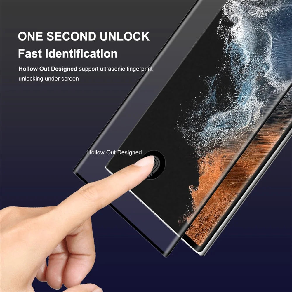 HAT PRINCE 0.26mm 3D Curved Hot Bending Full Glue Full Size Tempered Glass Screen Protector [Support Fingerprint Unlocking] for Samsung Galaxy S22 Ultra 5G - 3