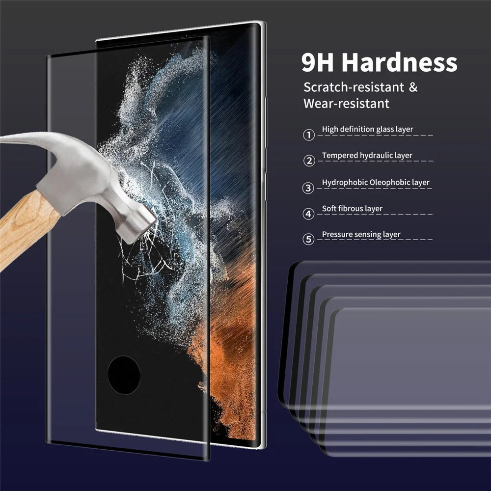 HAT PRINCE 0.26mm 3D Curved Hot Bending Full Glue Full Size Tempered Glass Screen Protector [Support Fingerprint Unlocking] for Samsung Galaxy S22 Ultra 5G - 4