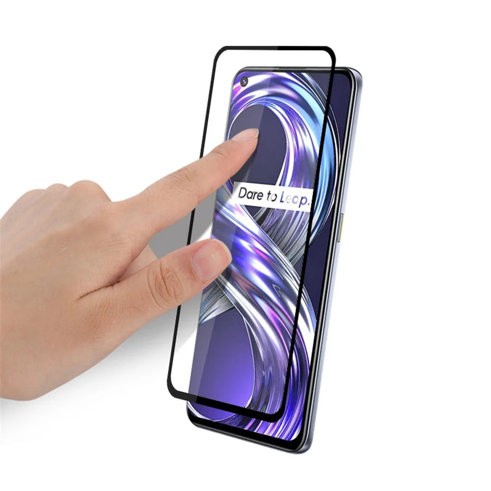 MOCOLO Silk Printing Screen Protector for Realme 8i/Narzo 50 4G, Full Cover Full Glue Double Defense Anti-explosion HD Clear Tempered Glass Film - Black - 2