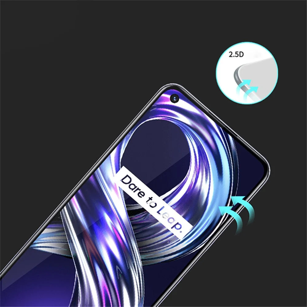 MOCOLO Silk Printing Screen Protector for Realme 8i/Narzo 50 4G, Full Cover Full Glue Double Defense Anti-explosion HD Clear Tempered Glass Film - Black - 3