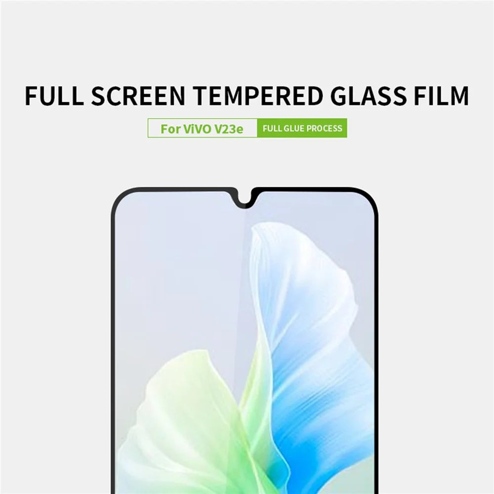 PINWUYO Tempered Glass Screen Protector for vivo V23e 4G/5G, HD Clarify Full Cover Full Glue Explosion-proof 2.5D Arc Edge Guard Film - 4
