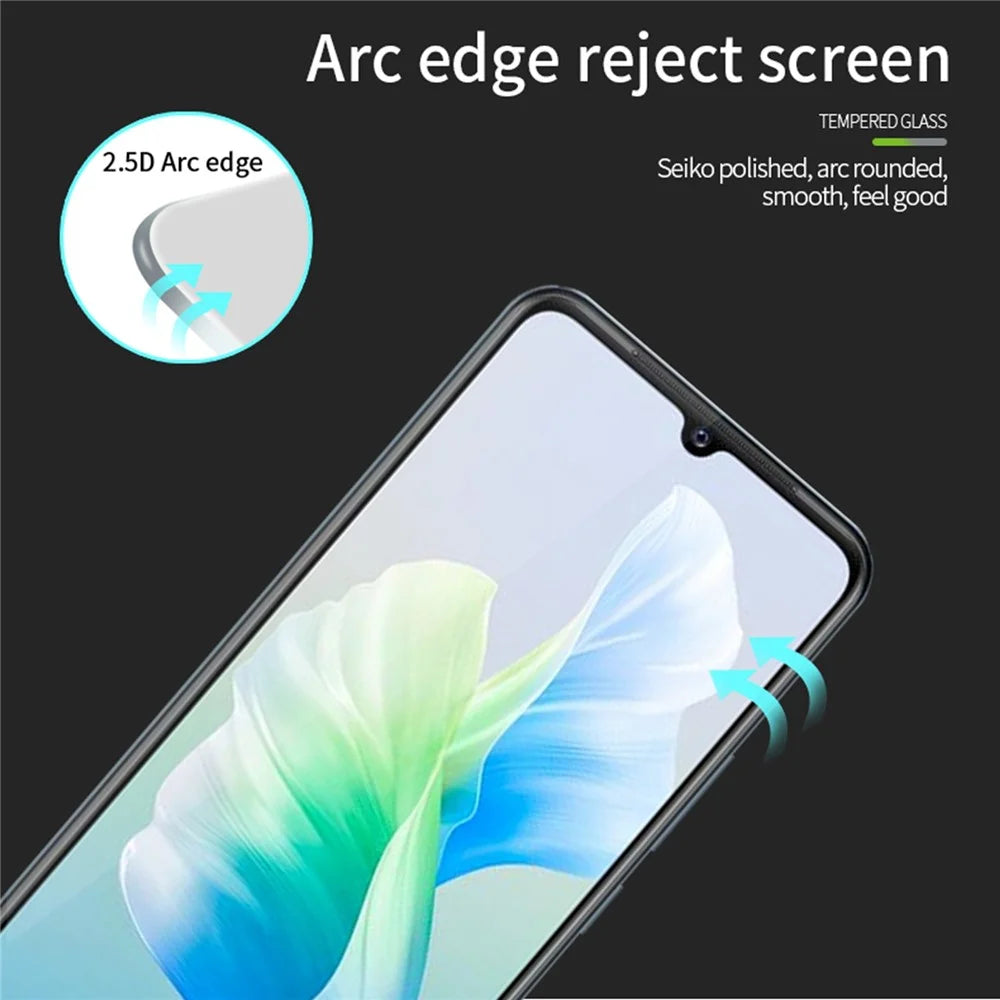 PINWUYO Tempered Glass Screen Protector for vivo V23e 4G/5G, HD Clarify Full Cover Full Glue Explosion-proof 2.5D Arc Edge Guard Film - 7