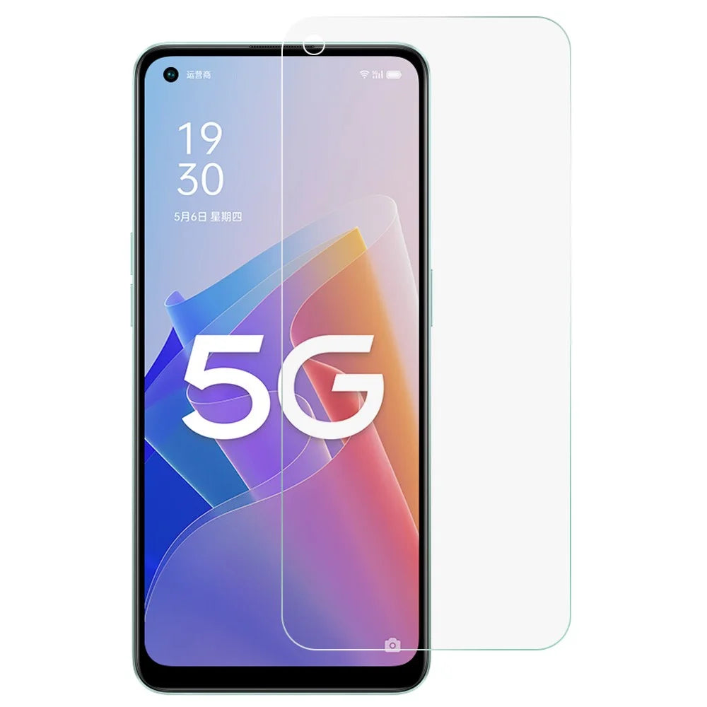 HD Clear Tempered Glass Screen Protector for Oppo A96, 0.3mm Arc Edge Anti-Scratch Case Friendly Film Guard - 1