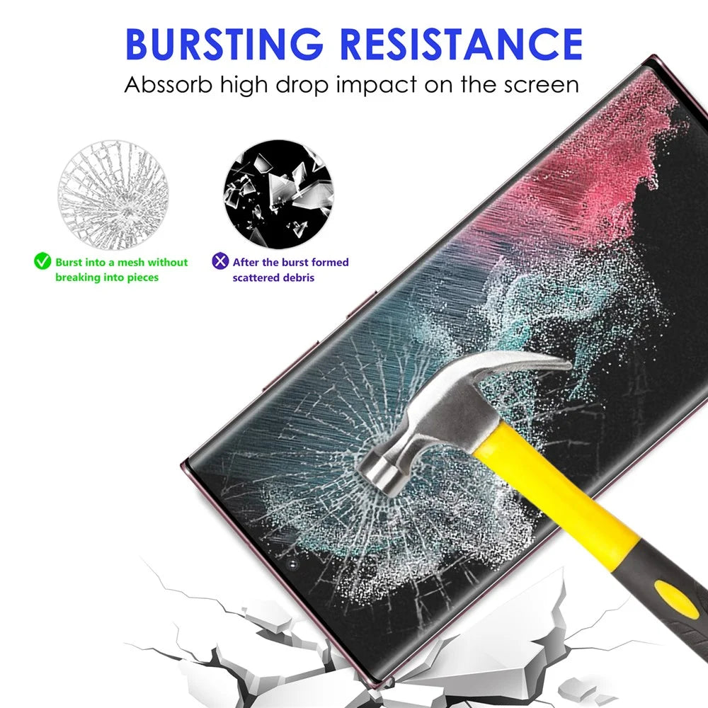 For Samsung Galaxy S22 Ultra 5G 3D Curved Tempered Glass Film Side Glue AGC Glass Full Screen Protector - 5