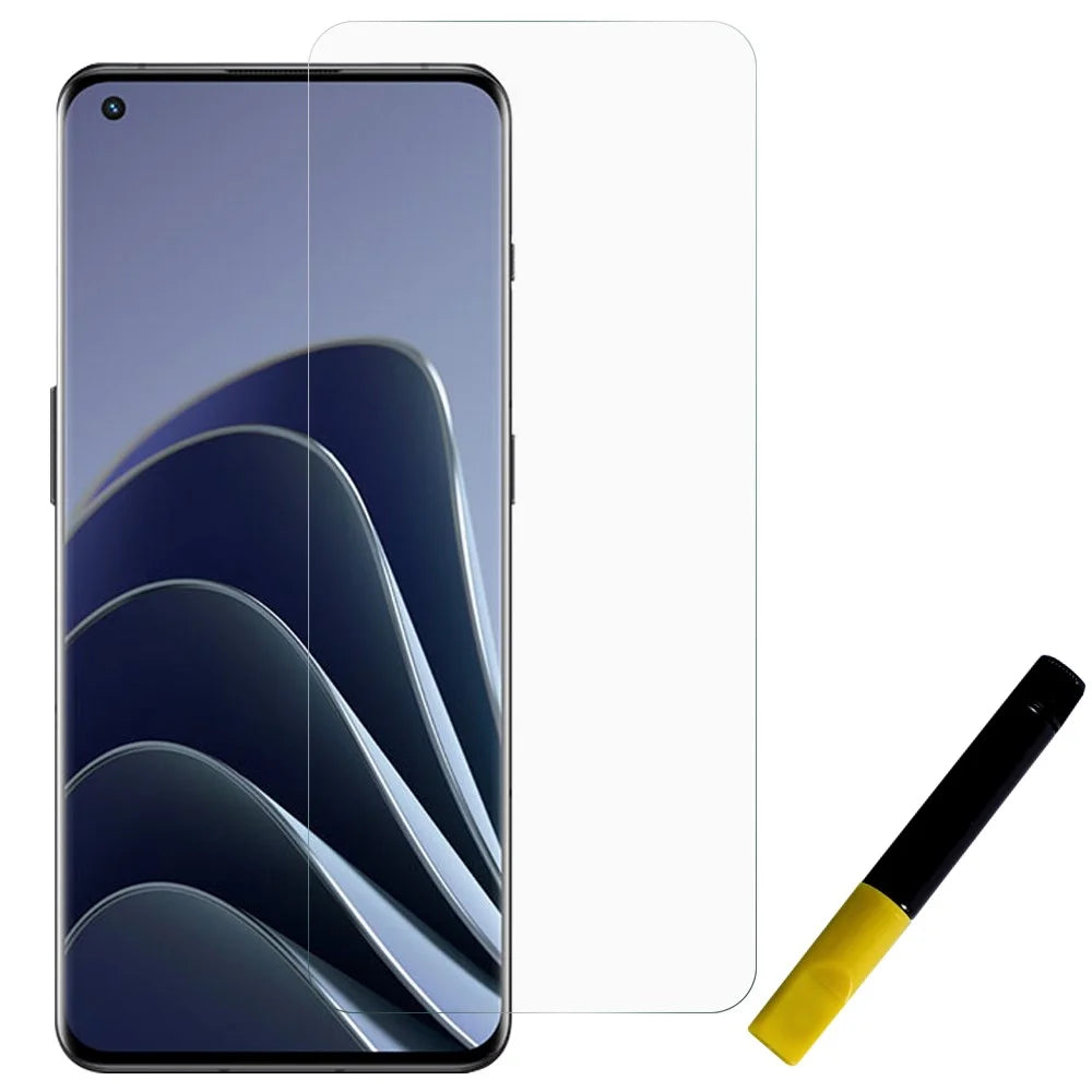 For OnePlus 9 Pro / 10 Pro Full Coverage UV Liquid Curved Tempered Glass Screen Film Protector Support Fingerprint Unlock - 1
