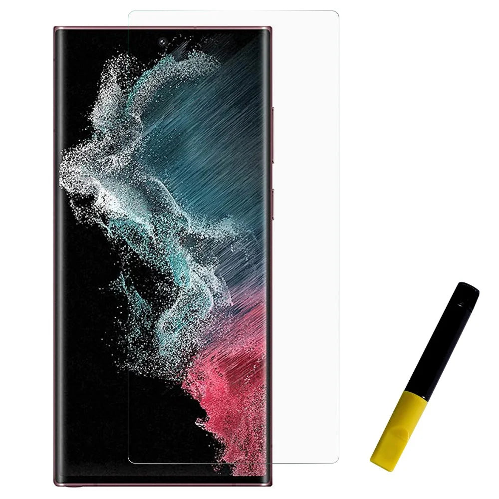 RURIHAI for Samsung Galaxy S22 Ultra 5G 0.26mm Slim Anti-explosion Full Glue UV Liquid High-aluminium-silicon Glass Tempered Glass Screen Protector Film [Fingerprint Unlock] - 1