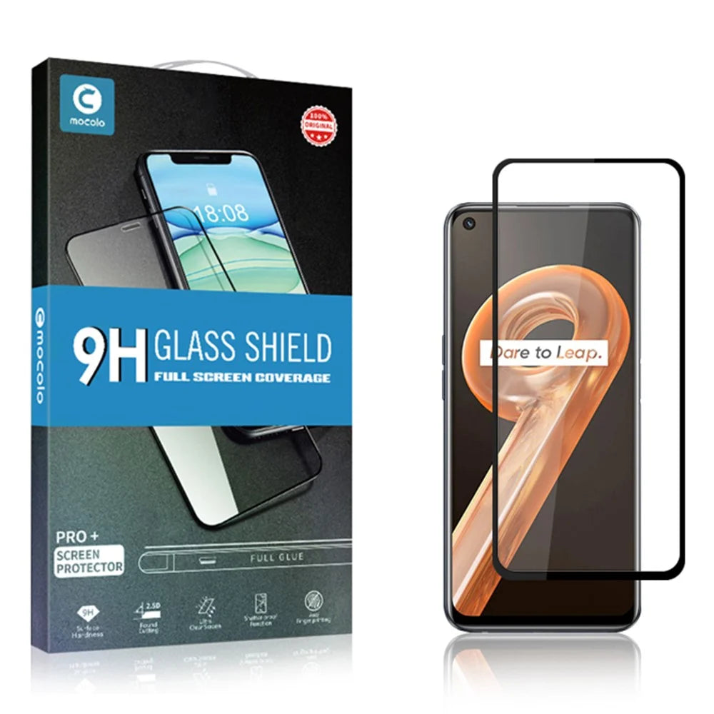 MOCOLO Full Cover Full Glue Screen Protector for Realme 8i / 9i, Double Defense Anti-explosion Tempered Glass Film - Black - 6