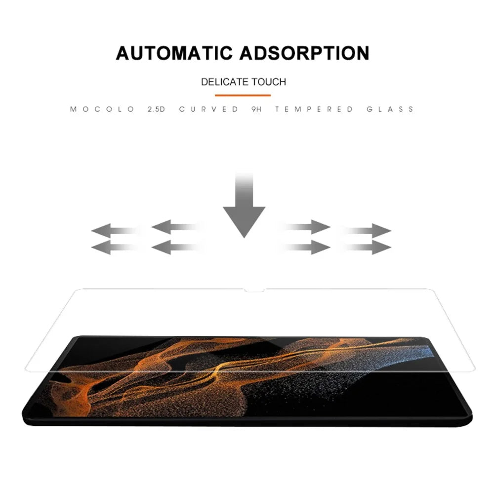 MOCOLO Full Glue 2.5D Tempered Glass Film for Samsung Galaxy Tab S9 Ultra / S8 Ultra 2.5D Arc Edge Full Cover Screen Protector - 2