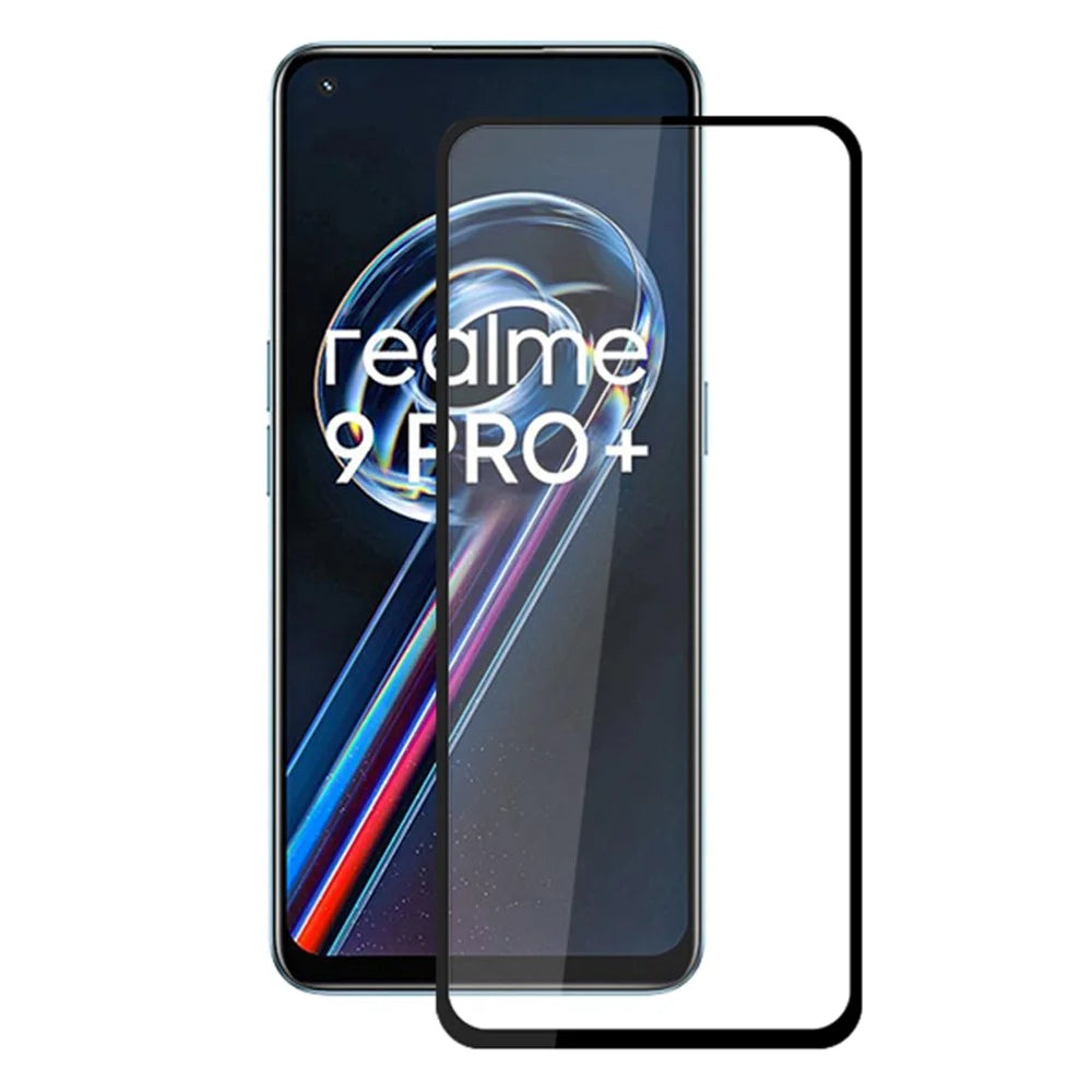 MOCOLO Full Cover Full Glue Screen Protector for Realme 9 Pro+ / Oppo Reno7 Z 5G, Double Defense HD Anti-fingerprint Tempered Glass Film - Black - 1