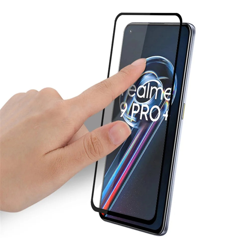 MOCOLO Full Cover Full Glue Screen Protector for Realme 9 Pro+ / Oppo Reno7 Z 5G, Double Defense HD Anti-fingerprint Tempered Glass Film - Black - 2