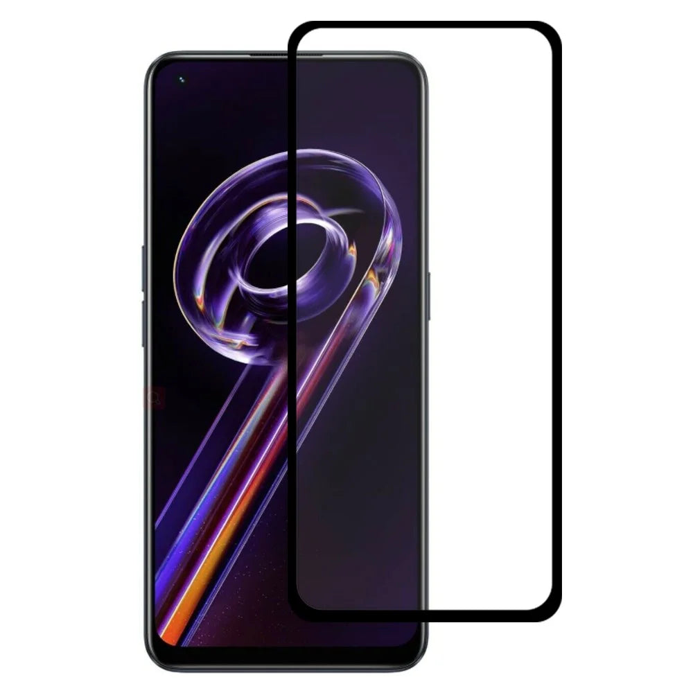 AMORUS For Realme 9 Pro+ 5G / Reno7 Z 5G Silk Printing Ultra Clear Full Glue Tempered Glass Solid Defense Screen Protector - Black - 1