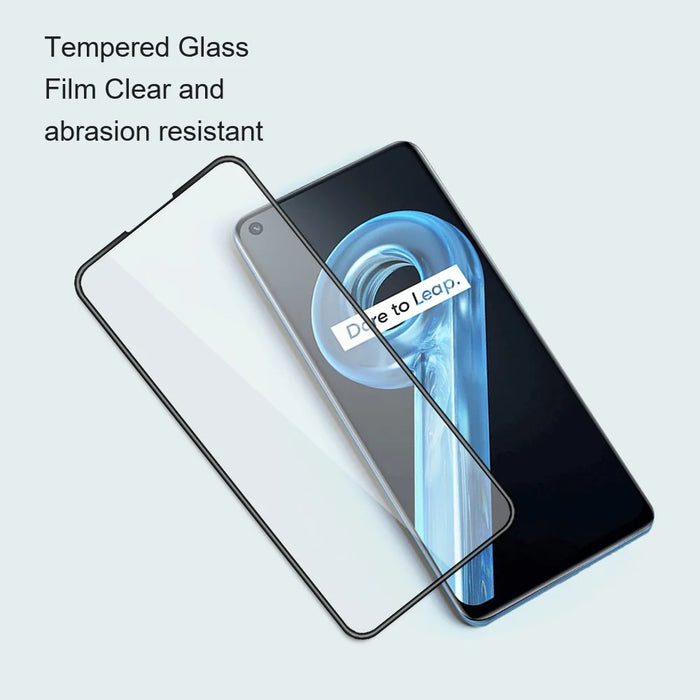 AMORUS For Realme 9 Pro+ 5G / Reno7 Z 5G Silk Printing Ultra Clear Full Glue Tempered Glass Solid Defense Screen Protector - Black - 3