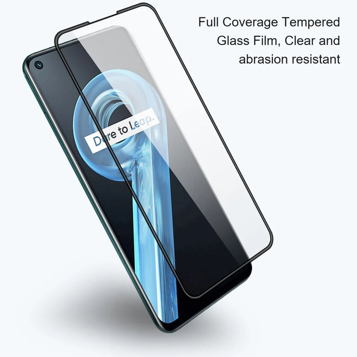 AMORUS For Realme 9 Pro+ 5G / Reno7 Z 5G Silk Printing Ultra Clear Full Glue Tempered Glass Solid Defense Screen Protector - Black - 4