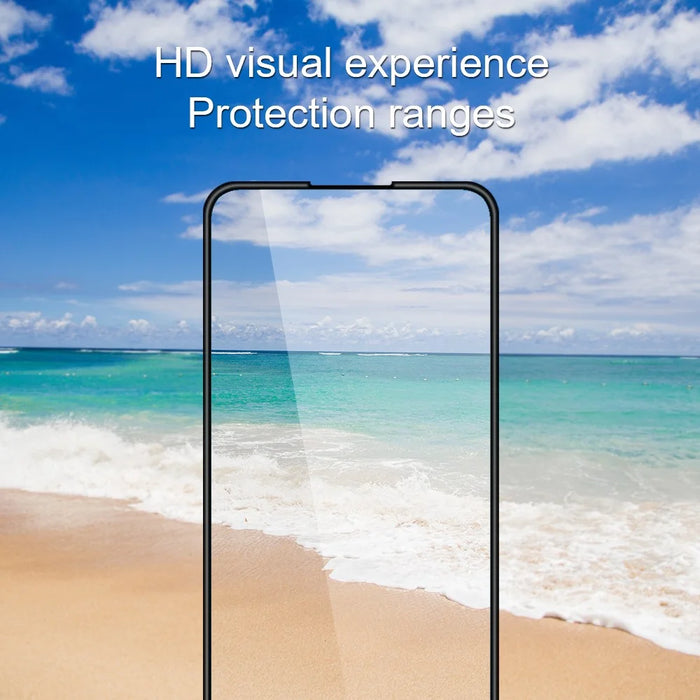 AMORUS For Realme 9 Pro+ 5G / Reno7 Z 5G Silk Printing Ultra Clear Full Glue Tempered Glass Solid Defense Screen Protector - Black - 7
