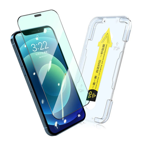 ENKAY HAT PRINCE for iPhone 12/12 Pro 6.1 inch Green Light Eye Protection Tempered Glass Full Glue Silk Printing Full Screen Film with Easy Installation Tool - 1