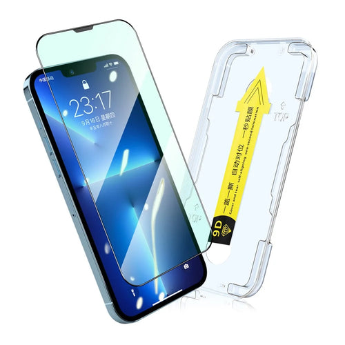 ENKAY HAT PRINCE for iPhone 13 Pro Max / 14 Plus Eye Protection Green Light Film Full Screen Full Glue Tempered Glass Silk Printing Protector with Easy Installation Tool - 1