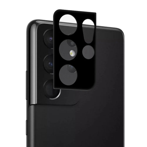 MOCOLO Camera Lens Screen Protector for Samsung Galaxy S21 Ultra 5G, Silk Printing Anti-oil Anti-scratch Full Glue Clear Tempered Glass 9H Protective Film - Black - 1