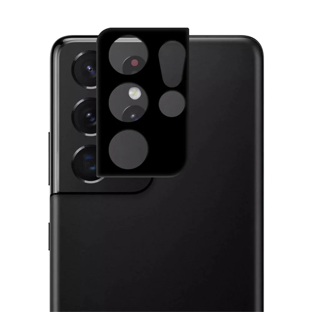 MOCOLO Camera Lens Screen Protector for Samsung Galaxy S21 Ultra 5G, Silk Printing Anti-oil Anti-scratch Full Glue Clear Tempered Glass 9H Protective Film - Black - 2