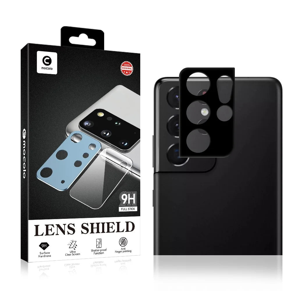 MOCOLO Camera Lens Screen Protector for Samsung Galaxy S21 Ultra 5G, Silk Printing Anti-oil Anti-scratch Full Glue Clear Tempered Glass 9H Protective Film - Black - 6