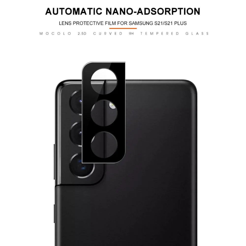 MOCOLO for Samsung Galaxy S21+ 5G Silk Printing 9H Anti-explosion Anti-scratch Full Glue Clear Tempered Glass Camera Lens Screen Protector - Black - 3